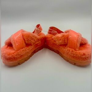 Ugg Fuzzita Pink Clear Sandals size 8